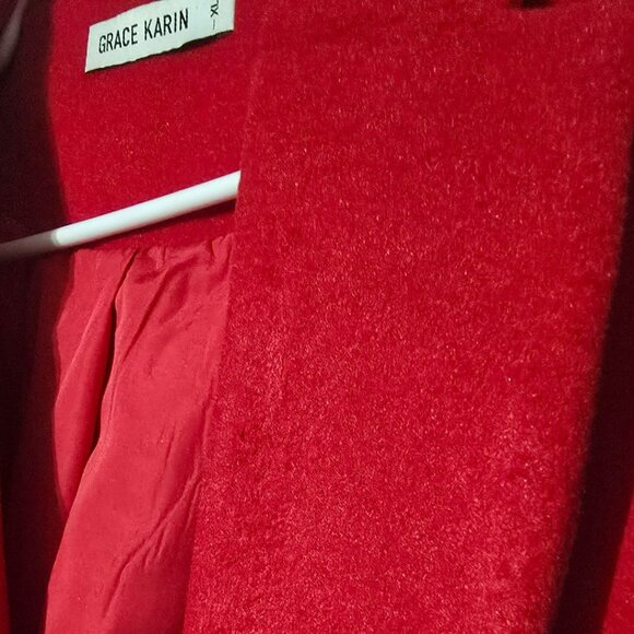 Women's Red Pea Coat Jacket Size XL Womens Extra Large Grace Karin - Picture 6 of 7